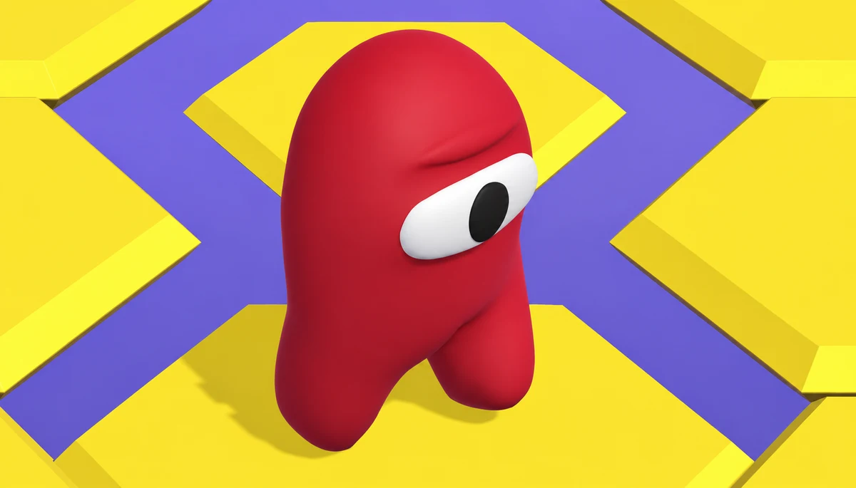 Restored Hexafall.io artwork with a red character on a yellow and purple platform